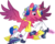 Size: 759x604 | Tagged: safe, artist:rain-approves, artist:starryoak, princess cadance, shining armor, alicorn, pony, unicorn, g4, gleaming shield, glowing horn, holding, horn, passed out, prince bolero, rule 63, simple background, transparent background