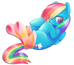 Size: 756x661 | Tagged: safe, artist:crispycreme, rainbow dash, pony, g4, clothes, female, socks, solo, striped socks