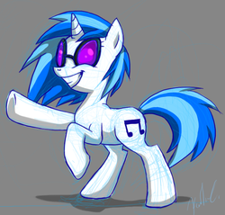 Size: 722x690 | Tagged: safe, artist:sanraia, dj pon-3, vinyl scratch, pony, g4, female, raised hoof, solo