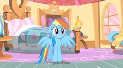 Size: 640x355 | Tagged: safe, screencap, rainbow dash, g4, party of one, youtube caption