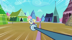 Size: 768x432 | Tagged: safe, edit, edited screencap, screencap, fluttershy, g4, the crystal empire, jousting, special eyes