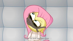 Size: 1920x1080 | Tagged: safe, artist:hotdiggedydemon, fluttershy, pony, .mov, shed.mov, g4, solo, youtube caption