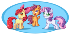 Size: 2226x1050 | Tagged: safe, artist:anthocat, apple bloom, scootaloo, sweetie belle, g4, cutie mark crusaders