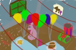 Size: 900x600 | Tagged: safe, artist:terribletransit, pinkie pie, g4, balloon, pinkamena diane pie