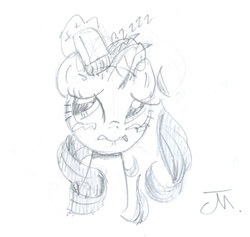 Size: 858x815 | Tagged: safe, artist:jeffmartinez, rarity, pony, g4, bald, color me, crying, shaving, sketch, solo