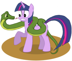 Size: 1024x873 | Tagged: safe, artist:ambrosebuttercrust, twilight sparkle, pony, snake, unicorn, g4, ophidiophobia, phobia, scared, simple background, transparent background, unicorn twilight