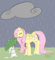 Size: 675x735 | Tagged: safe, artist:jenasu, angel bunny, fluttershy, g4, rain