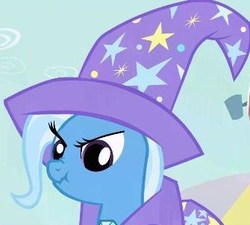 Size: 335x302 | Tagged: safe, screencap, trixie, pony, unicorn, boast busters, g4, angry, close-up, female, frown, glare, great and powerful scrunchy, mare, nose wrinkle, scrunchy face, solo