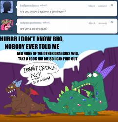 Size: 799x826 | Tagged: dead source, safe, artist:askcrackle, crackle, dragon, g4, ask, teenaged dragon, tumblr