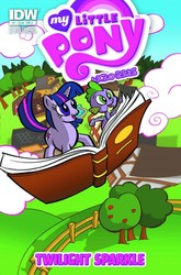 Size: 600x910 | Tagged: safe, artist:thom zahler, idw, official comic, spike, twilight sparkle, dragon, pony, unicorn, g4, micro-series #1, my little pony micro-series, official, book, comic, comic cover, cover, cover art, female, male, mare, tree, variant cover