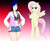 Size: 2506x2047 | Tagged: safe, artist:chuymaru, artist:chuyryu, fluttershy, human, pegasus, pony, g4, my little pony: friendship is magic, the return of harmony, belly button, breasts, cleavage, crossover, female, flutterbitch, hyuuga hinata, midriff, naruto, road to ninja, shorts