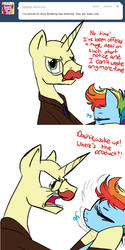 Size: 500x1001 | Tagged: safe, artist:ask-flam, flam, rainbow dash, g4, ask, breaking bad, glasses, jesse pinkman, product, tumblr, walter white