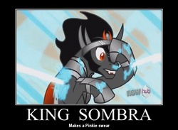 Size: 750x549 | Tagged: safe, edit, edited screencap, screencap, king sombra, pony, g4, cute, imminent death, male, motivational poster, pinkie promise, solo, sombradorable