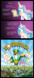 Size: 2000x4600 | Tagged: safe, artist:gray--day, princess celestia, g4, comic, dictator, ponyville, puppet strings, solar empire, tropico, tyrant celestia