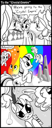 Size: 1324x3251 | Tagged: safe, artist:mrbastoff, applejack, fluttershy, pinkie pie, rainbow dash, rarity, twilight sparkle, earth pony, pegasus, pony, unicorn, g4, the crystal empire, applejack's hat, comic, cowboy hat, dialogue, drugs, female, flutterhigh, hat, junkie pie, mane six, mare, meth, rainbow, stetson, unicorn twilight