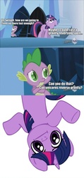 Size: 500x1050 | Tagged: safe, spike, twilight sparkle, g4, comic, image macro, looking at you, shrug, shrugpony, stairs