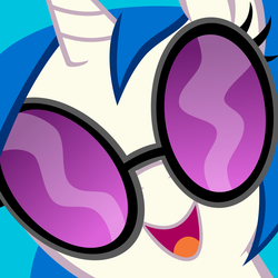 Size: 5000x5000 | Tagged: dead source, safe, artist:drpancakees, dj pon-3, vinyl scratch, pony, unicorn, g4, absurd resolution, close-up, eyelashes, female, glasses, hi anon, horn, looking at you, mare, open mouth, open smile, smiling, smiling at you, solo, vector, vinyl's glasses