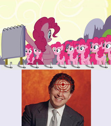 Size: 765x875 | Tagged: safe, edit, edited screencap, screencap, pinkie pie, g4, season 3, too many pinkie pies, bobby kotick, clone, pinkie clone, pinkie's plan