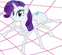 Size: 3521x3101 | Tagged: safe, artist:astringe, rarity, spider, g4, nightmare fuel, simple background, solo, species swap, spider web, spiderponyrarity, tarantity, transparent background, wat