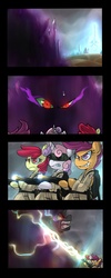 Size: 700x1748 | Tagged: safe, artist:uc77, apple bloom, king sombra, scootaloo, sweetie belle, pony, umbrum, g4, bipedal, comic, crossover, ghostbusters