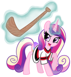 Size: 734x799 | Tagged: safe, artist:luminairous, princess cadance, alicorn, pony, g4, clothes, female, hockey, jersey, magic, mare, simple background, solo, transparent background