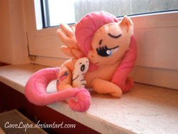 Size: 900x675 | Tagged: safe, artist:cavelupa, fluttershy, pony, rabbit, g4, irl, photo, plushie, solo