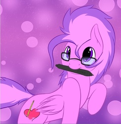 Size: 646x661 | Tagged: safe, artist:skipsy, oc, oc only, oc:sweet strokes, pony, glasses, mouth hold, pen, solo