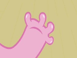 Size: 384x288 | Tagged: safe, screencap, pinkie pie, earth pony, pony, g4, too many pinkie pies, female, finger, hand, hoof fingers, mare, pinkie clone, solo