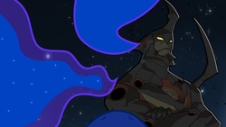 Size: 1244x700 | Tagged: safe, princess luna, g4, crossover, lazengann, night, perspective, tengen toppa gurren lagann