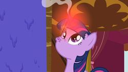 Size: 1280x720 | Tagged: safe, screencap, twilight sparkle, too many pinkie pies, faic, overheated horn
