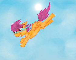 Size: 750x600 | Tagged: safe, artist:woop-de-de-doo, scootaloo, pegasus, pony, g4, crying, female, mare, older, scootaloo can fly, solo