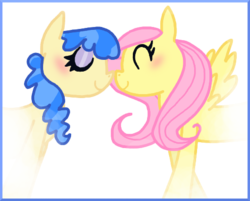 Size: 510x410 | Tagged: safe, artist:woop-de-de-doo, fluttershy, sapphire shores, g4, female, fluttershores, lesbian, nuzzling, shipping