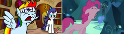 Size: 1286x353 | Tagged: safe, screencap, pinkie pie, rainbow dash, rainbow dash presents, g4, too many pinkie pies