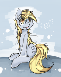 Size: 655x818 | Tagged: dead source, safe, artist:inkytophat, derpy hooves, pegasus, pony, g4, female, mare, sitting, solo