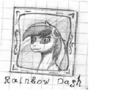 Size: 512x384 | Tagged: safe, artist:rannek, rainbow dash, g4, bust, grayscale, lowres, monochrome, portrait, solo