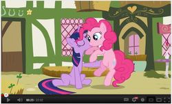 Size: 648x395 | Tagged: safe, edit, edited screencap, screencap, pinkie pie, twilight sparkle, g4, out of context, youtube