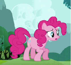 Size: 284x258 | Tagged: safe, screencap, pinkie pie, earth pony, pony, g4, season 3, too many pinkie pies, animated, cropped, female, panting, solo