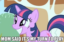 Size: 750x491 | Tagged: safe, twilight sparkle, g4, caption, dmc, image macro, smiling