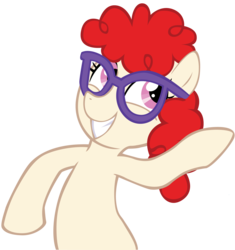 Size: 1550x1650 | Tagged: safe, twist, earth pony, pony, g4, female, glasses, oh u, oh you, simple background, smiling, solo, transparent background