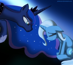 Size: 1327x1177 | Tagged: safe, artist:pinkanon, princess luna, trixie, g4, crying, sad