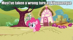 Size: 960x536 | Tagged: safe, edit, edited screencap, screencap, pinkie pie, earth pony, pony, g4, my little pony: friendship is magic, too many pinkie pies, bugs bunny, caption, image macro, male, text, tree