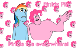 Size: 1024x634 | Tagged: safe, pinkie pie, rainbow dash, g4, my little pony: friendship is magic, too many pinkie pies, toy story, toy story 2, x x everywhere