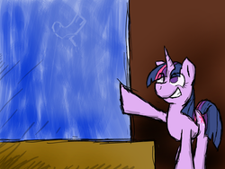 Size: 1440x1080 | Tagged: safe, artist:socksthewarrior, twilight sparkle, g4, my little pony: friendship is magic, too many pinkie pies, paint drying, scene interpretation