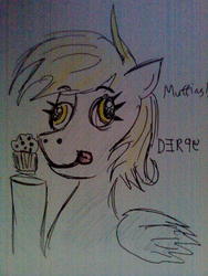 Size: 1200x1600 | Tagged: safe, derpy hooves, pegasus, pony, g4, derp, female, mare, muffin