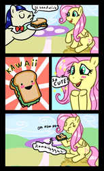 Size: 550x900 | Tagged: safe, artist:madmax, fluttershy, g4, comic, cute, herbivore, sandwich