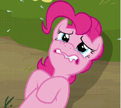 Size: 606x540 | Tagged: safe, screencap, pinkie pie, g4, too many pinkie pies, animated, cropped, crying, female