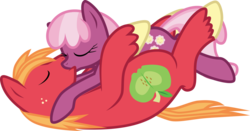 Size: 1280x672 | Tagged: safe, artist:groxy-cyber-soul, big macintosh, cheerilee, earth pony, pony, g4, duo, female, kiss on the lips, kissing, male, mare, ship:cheerimac, shipping, simple background, stallion, straight, transparent background