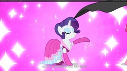 Size: 1920x1080 | Tagged: safe, screencap, rarity, g4, too many pinkie pies, solo, youtube caption