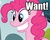 Size: 756x600 | Tagged: safe, edit, edited screencap, editor:eden89, screencap, pinkie pie, earth pony, pony, g4, my little pony: friendship is magic, too many pinkie pies, female, grin, image macro, mare, smiling, solo, want