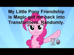 Size: 1024x768 | Tagged: safe, pinkie pie, g4, hub logo, pony confession, transformers